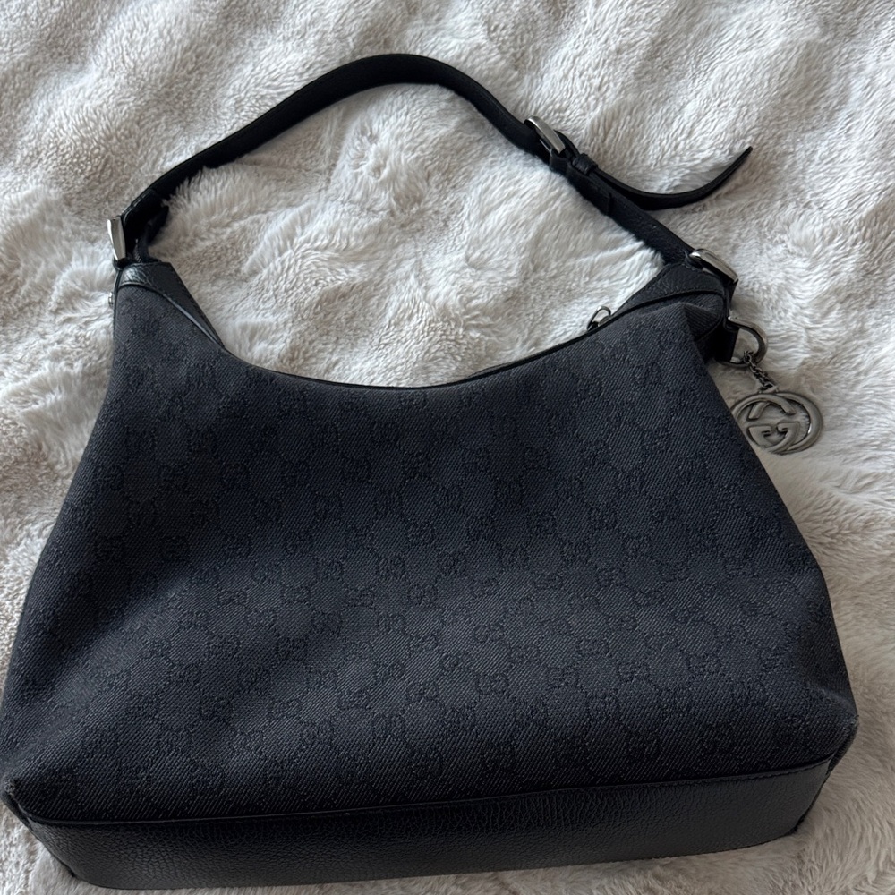 Gucci Black Monogram Hobo Bag